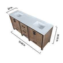 Load image into Gallery viewer, Lexora Ziva LZV352272SNJS000 72&quot; Double Bathroom Vanity in Rustic Barnwood with Cultured Marble, White Rectangle Sinks, Vanity Dimensions