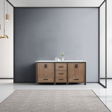 Load image into Gallery viewer, Lexora Ziva LZV352272SNJS000 72&quot; Double Bathroom Vanity in Rustic Barnwood with Cultured Marble, White Rectangle Sinks, Rendered Front View