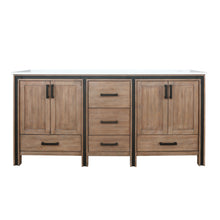 Load image into Gallery viewer, Lexora Ziva LZV352272SNJS000 72&quot; Double Bathroom Vanity in Rustic Barnwood with Cultured Marble, White Rectangle Sinks, Front View