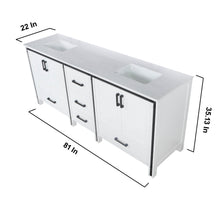 Load image into Gallery viewer, Lexora Ziva LZV352280SAJS000 80&quot; Double Bathroom Vanity in White with Cultured Marble, White Rectangle Sinks, Vanity Dimensions