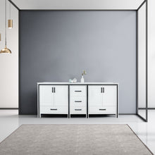 Load image into Gallery viewer, Lexora Ziva LZV352280SAJS000 80&quot; Double Bathroom Vanity in White with Cultured Marble, White Rectangle Sinks, Rendered Front View