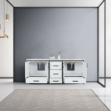 Load image into Gallery viewer, Lexora Ziva LZV352280SAJS000 80&quot; Double Bathroom Vanity in White with Cultured Marble, White Rectangle Sinks, Rendered Open Doors