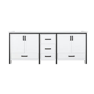 Lexora Ziva LZV352280SAJS000 80" Double Bathroom Vanity in White with Cultured Marble, White Rectangle Sinks, Front View
