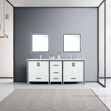 Load image into Gallery viewer, Lexora Ziva LZV352280SAJS000 80&quot; Double Bathroom Vanity in White with Cultured Marble, White Rectangle Sinks, Rendered with Mirrors and Faucets