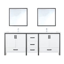 Load image into Gallery viewer, Lexora Ziva LZV352280SAJS000 80&quot; Double Bathroom Vanity in White with Cultured Marble, White Rectangle Sinks, with Mirrors and Faucets