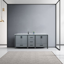 Load image into Gallery viewer, Lexora Ziva LZV352280SBJS000 80&quot; Double Bathroom Vanity in Dark Grey with Cultured Marble, White Rectangle Sinks, Rendered Front View