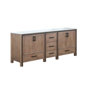 Lexora Ziva LZV352280SNJS000 80" Double Bathroom Vanity in Rustic Barnwood with Cultured Marble, White Rectangle Sinks, Angled View