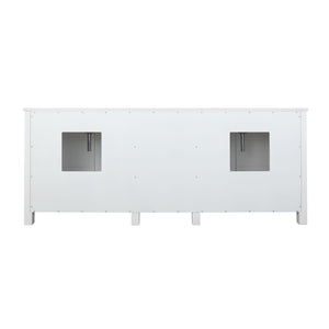 Lexora Ziva LZV352284SAJS000 84" Double Bathroom Vanity in White with Cultured Marble, White Rectangle Sinks, Back View