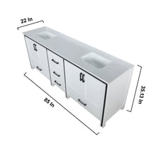 Load image into Gallery viewer, Lexora Ziva LZV352284SAJS000 84&quot; Double Bathroom Vanity in White with Cultured Marble, White Rectangle Sinks, Vanity Dimensions