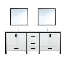 Load image into Gallery viewer, Lexora Ziva LZV352284SAJS000 84&quot; Double Bathroom Vanity in White with Cultured Marble, White Rectangle Sinks, with Mirrors and Faucets