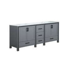 Load image into Gallery viewer, Lexora Ziva LZV352284SBJS000 84&quot; Double Bathroom Vanity in Dark Grey with Cultured Marble, White Rectangle Sinks, Angled View