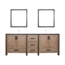 Load image into Gallery viewer, Lexora Ziva LZV352284SNJS000 84&quot; Double Bathroom Vanity in Rustic Barnwood with Cultured Marble, White Rectangle Sinks, with Mirrors and Faucets