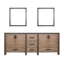 Load image into Gallery viewer, Lexora Ziva LZV352284SNJS000 84&quot; Double Bathroom Vanity in Rustic Barnwood with Cultured Marble, White Rectangle Sinks, with Mirrors