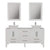 Cambridge Plumbing 8119WF 63" Double Bathroom Vanity in White with White Porcelain Top and Vessel Sinks, Matching Mirrors, Front View with Chrome Faucets