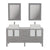 Cambridge Plumbing 8119G 63" Double Bathroom Vanity in Gray with White Porcelain Top and Vessel Sinks, Matching Mirrors, Front View with Chrome Faucets