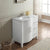 SILKROAD EXCLUSIVE V0290WW36L 36" Single Bathroom Vanity in White with Carrara White Marble, White Oval Sink, Angled View