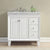 SILKROAD EXCLUSIVE V0320WW36L 36" Single Bathroom Vanity in White with Carrara White Marble, White Oval Sink, Front View