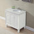 SILKROAD EXCLUSIVE V0320WW36R 36" Single Bathroom Vanity in White with Carrara White Marble, White Oval Sink, Angled View