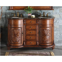 Load image into Gallery viewer, SILKROAD EXCLUSIVE WFH-0201-BB-UWC-54 54&quot; Double Bathroom Vanity in English Chestnut with Baltic Brown Granite, White Oval Sinks, Front View