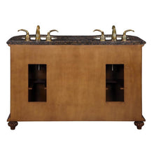 Load image into Gallery viewer, SILKROAD EXCLUSIVE WFH-0201-BB-UWC-54 54&quot; Double Bathroom Vanity in English Chestnut with Baltic Brown Granite, White Oval Sinks, Back View