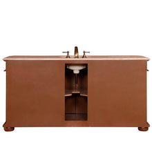 Load image into Gallery viewer, SILKROAD EXCLUSIVE ZY-0247-T-UWC-72 72&quot; Single Bathroom Vanity in English Chestnut with Travertine, White Oval Sink, Back View