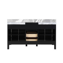 Load image into Gallery viewer, Lexora Zilara LZ342255SLIS000 55&quot; Double Bathroom Vanity in Black and Grey with Castle Grey Marble, White Rectangle Sinks, Back View